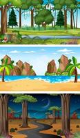 Set of different nature horizontal scenes vector