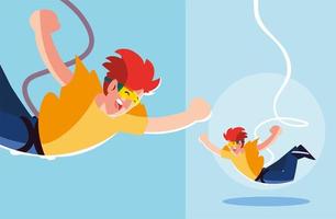 man jumping off with a rope, extreme sport vector