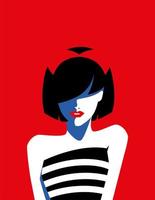 portrait of abstract young woman with short hair vector