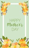 card with label happy mothers day and flower frame vector