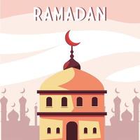 mosque building with label ramadan vector