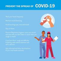 los médicos explican las infografías cómo prevenir la propagación del covid 19 vector