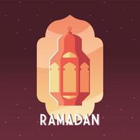 illuminated lamp with label ramadan vector