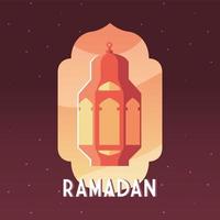 lámpara iluminada con etiqueta ramadan vector