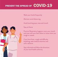 doctors explain Infographics how prevent the spread of covid 19 vector