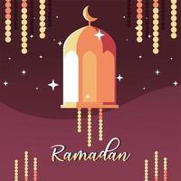 lámpara iluminada con etiqueta ramadan vector