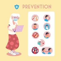 infografía con medidas preventivas para la protección del coronavirus. vector