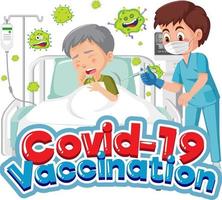 vacunación contra el coronavirus con médico y personaje de dibujos animados del paciente vector