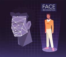 recognition of the man face, digital face identification vector