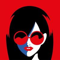 portrait of abstract young woman with sunglasses vector