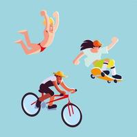 set of icons with people in sports activities vector