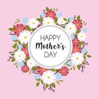 label happy mothers day and flower frame vector