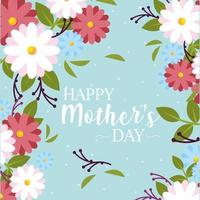 beautiful greeting card with label happy mothers day vector