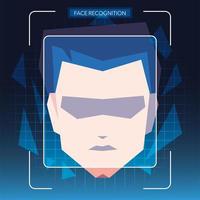 face recognition technology, man with face identification vector