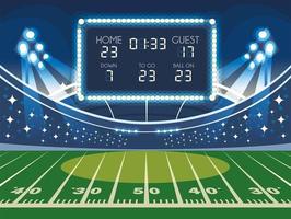 soccer field with scoreboard, football stadium vector