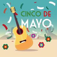 holiday cinco de mayo with guitar vector