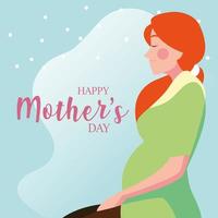 pregnant woman with label happy mother day vector