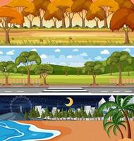 Conjunto de escenas horizontales de diferente naturaleza. vector