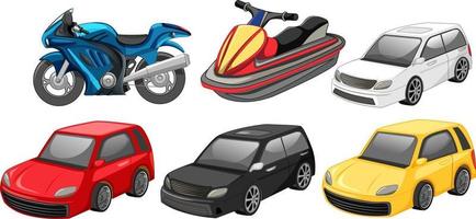 Set of different cars isolated on white background vector