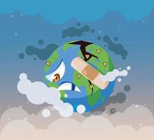 planet earth sick from pollution vector