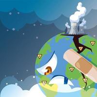 planet earth sick from pollution vector