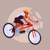 man riding a bicycle outdoors vector