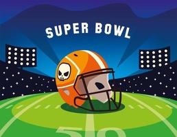 super bowl label with football stadium and helmet vector