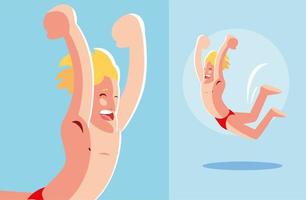 man jumping to the swimming pool vector