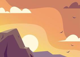 nature landscape with beautiful sunset vector