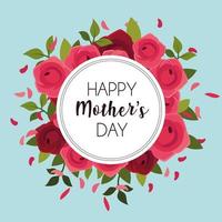 label happy mothers day and flower frame vector