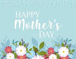 beautiful greeting card with label happy mothers day vector
