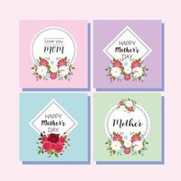 conjunto de tarjetas con etiqueta feliz día de la madre vector