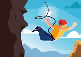 man jumping off with a rope, extreme sport vector