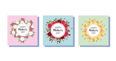 set of cards with label happy mothers day vector