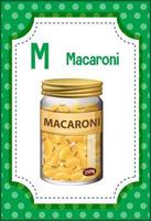 Alphabet flashcard with letter M for Macaroni vector