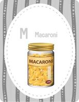 Alphabet flashcard with letter M for Macaroni vector