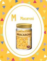 Alphabet flashcard with letter M for Macaroni vector