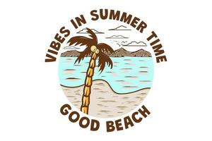 T-shirt vibes in summer time good beach retro vintage style vector