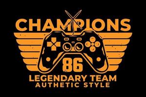 T-shirt typography champions legendary team authentic style vector