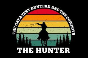 camiseta, silueta, vaquero, cazador, estilo retro vector
