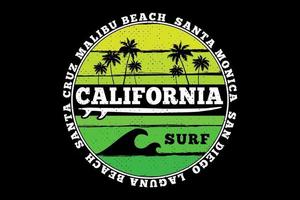 camiseta california surf diseño de playas vector