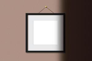 Minimal empty square black frame picture mock up photo