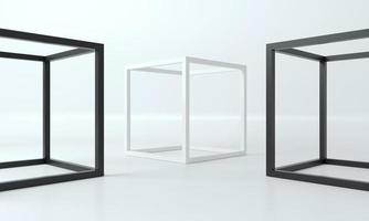 Abstract frame shapes white black cubes photo