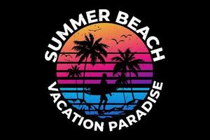 T-shirt summer beach vacation paradise surf retro vintage style vector