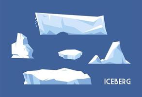 conjunto de iceberg sobre fondo azul vector