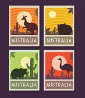 set of posters with australia animals vector