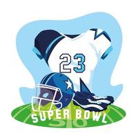 american football player outfit sportsuit, label super bowl vector