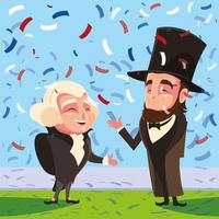 cartoon of presidents george washington and abraham lincoln, president day vector