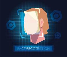 tecnología de reconocimiento facial, verificación de identidad de rostro de hombre vector