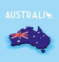 australia map with flag, label austratia vector